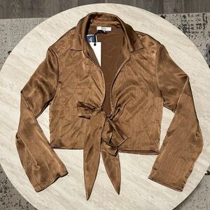 Marshalls Brown Tie-Front Crop Top